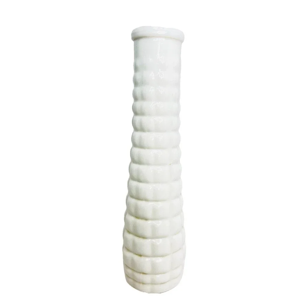 EO Brody M-111 Milk Glass Vase Ribbed Beehive White Bud Vase Vintage USA 8.75”